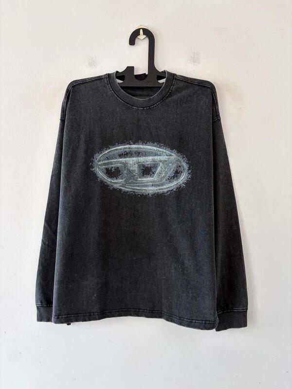 Black acidwash eclipse tee