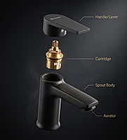 Praseo Matte Black Single Lever Basin Mixer