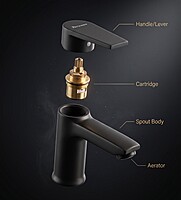 Praseo Matte Black Single Lever Basin Mixer