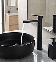 Praseo Matte Black Tall Body Basin Mixer