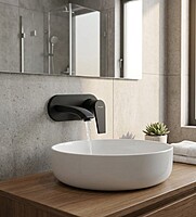 ) Praseo Matte Black Wall Mount Basin Mixer