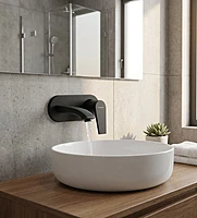 ) Praseo Matte Black Wall Mount Basin Mixer