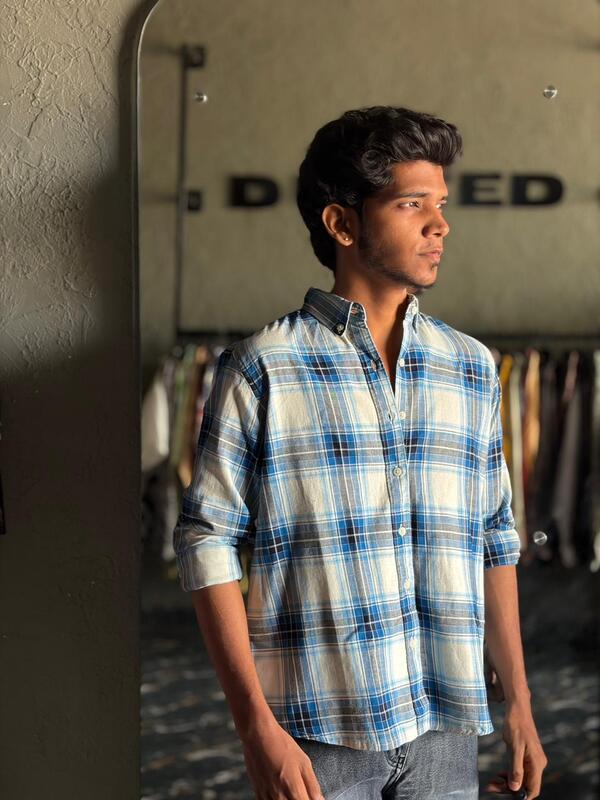Sea blue & ivory flannels