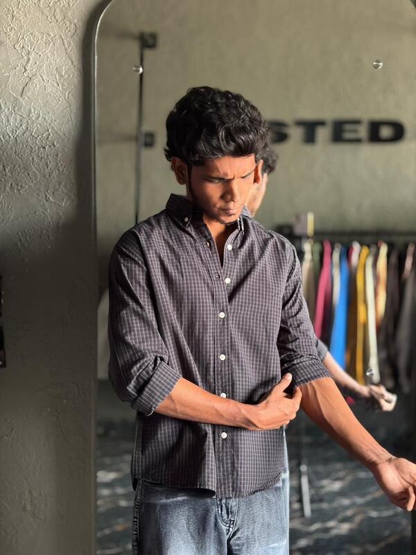 Graphite micro check shirt