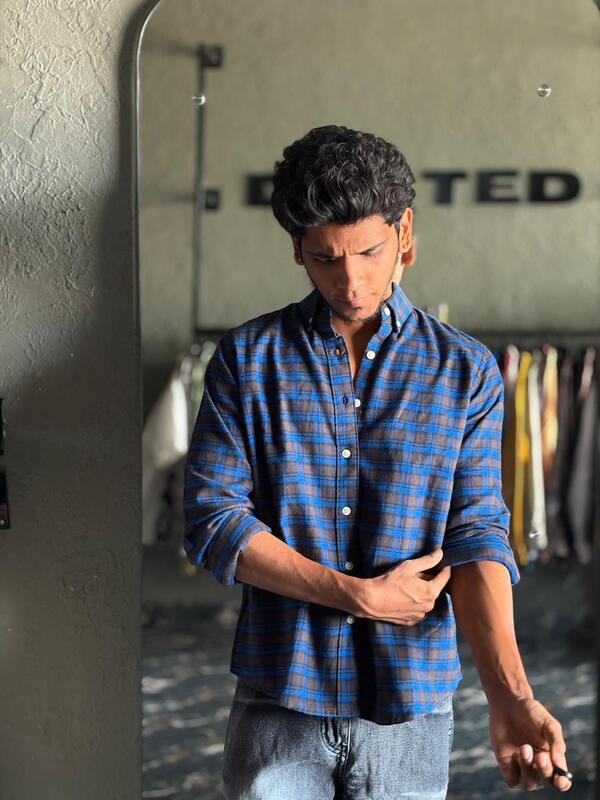 Cobalt blue & espresso flannels