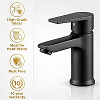 Praseo Matte Black Single Lever Basin Mixer