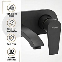 Praseo Matte Black Wall Mount Basin Mixer With Concealed Body Basin Mixer