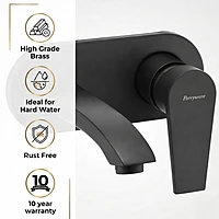 Praseo Matte Black Wall Mount Basin Mixer With Concealed Body Basin Mixer