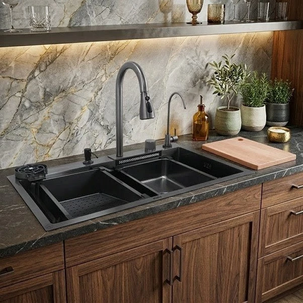 Nano Smart Kitchen Sink with Pull-Out Faucet & RO Tap