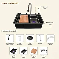 Nano Smart Kitchen Sink with Pull-Out Faucet & RO Tap