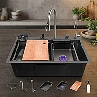 Nano Smart Kitchen Sink with Pull-Out Faucet & RO Tap