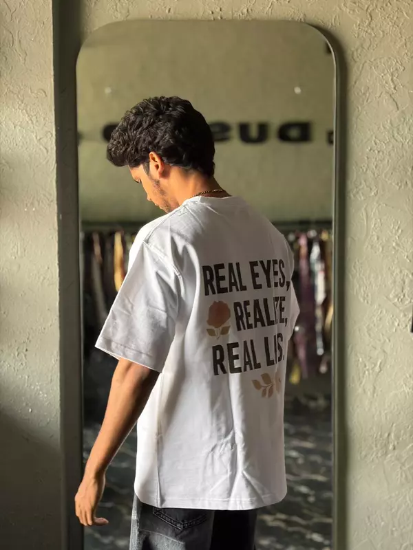 White gilded mask oversized tee