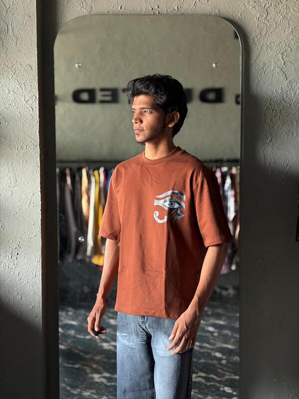 Brown divine eye oversized tee