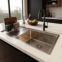 Premium Handmade Single Bowl Sink with Integrated Drainboard
