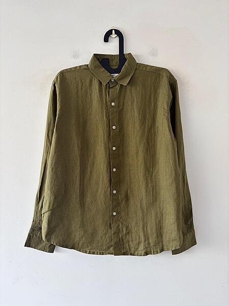 Olive moss linen shirt