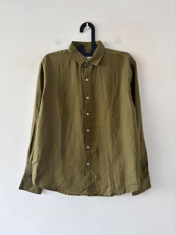Olive moss linen shirt