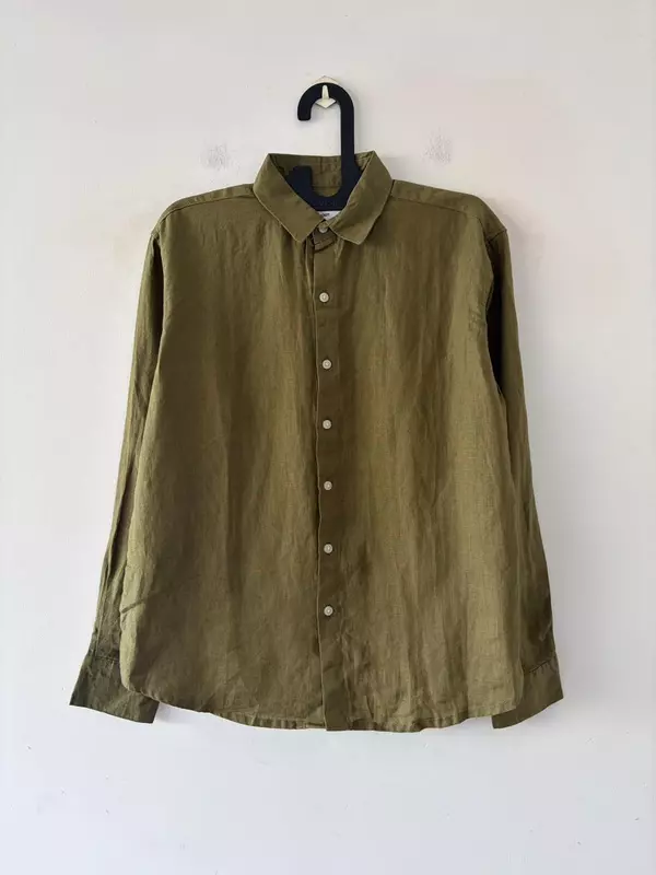 Olive moss linen shirt