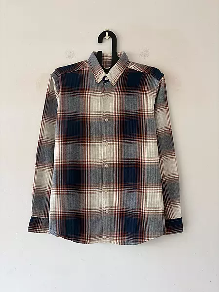 Navy blue & rust flannels