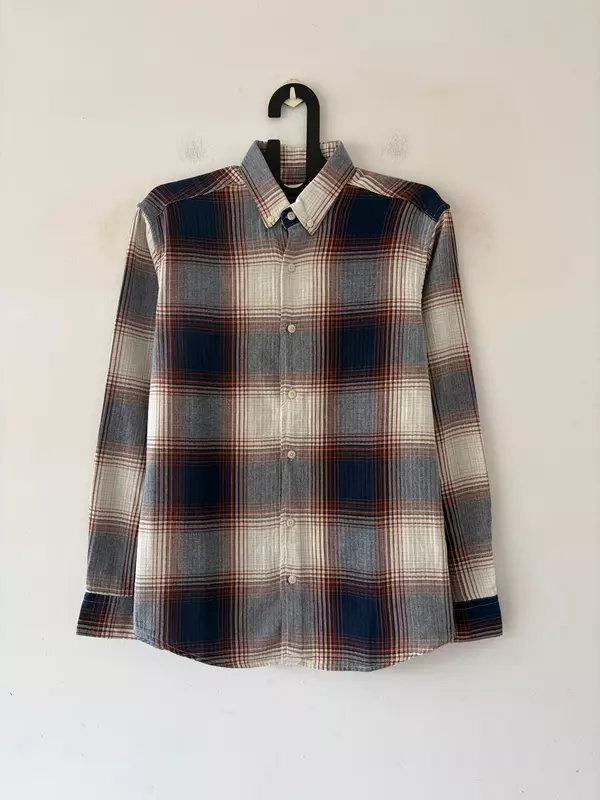 Navy blue & rust flannels