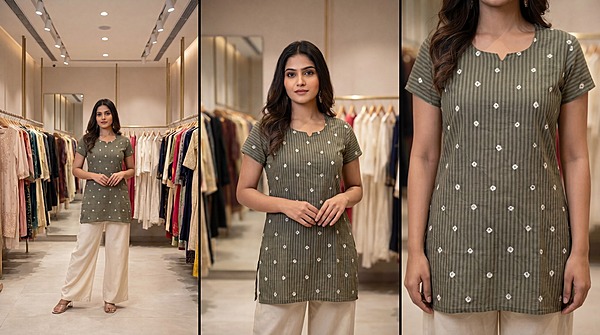 Kala Sanskruti All Over Grey Cotton Bandhani Women’s Redy Kurti (XL) Elegant Traditional Cotton Redy Kurti For Women