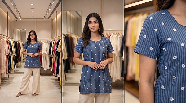Kala Sanskruti All Over Grey Cotton Bandhani Women’s Redy Kurti (XL) Elegant Traditional Cotton Redy Kurti For Women