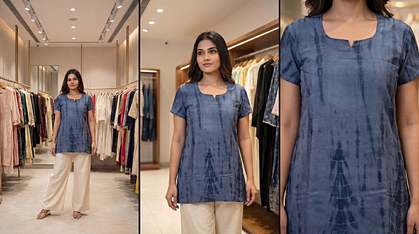 Kala Sanskruti Light Dark Grey Cotton Bandhani Women’s Redy Kurti (L) Elegant Traditional Cotton Redy Kurti For Women