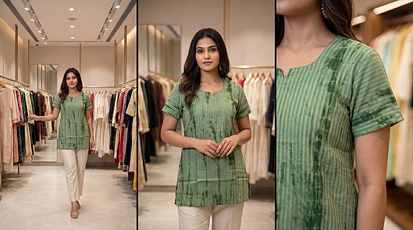 Kala Sanskruti Light Dark Pista Cotton Bandhani Women’s Redy Kurti (M) Elegant Traditional Cotton Redy Kurti For Women