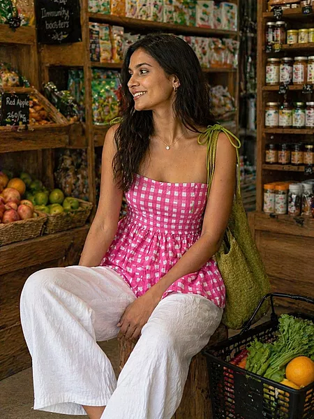 Basanti's Classic Tube Top - Pink Gingham