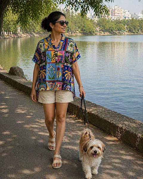 Tasha's Easy Curve Shirt - Blue & Colourful Frames