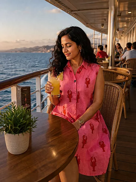 Kashish's Sleeve-less Collared Dress - Pink & Scorpion