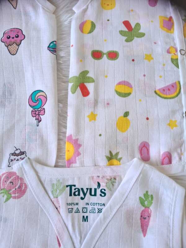 Muslin Button Jabla Pack of 5(3-6 Months)