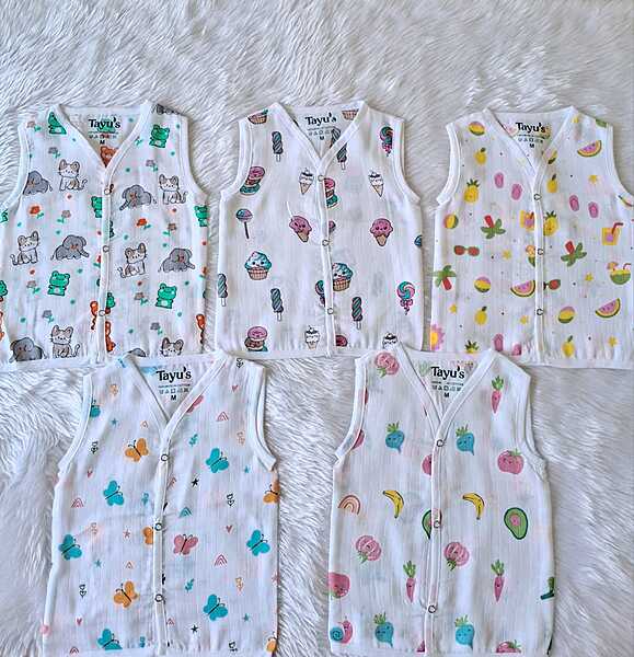 Muslin Button Jabla Pack of 5(3-6 Months)