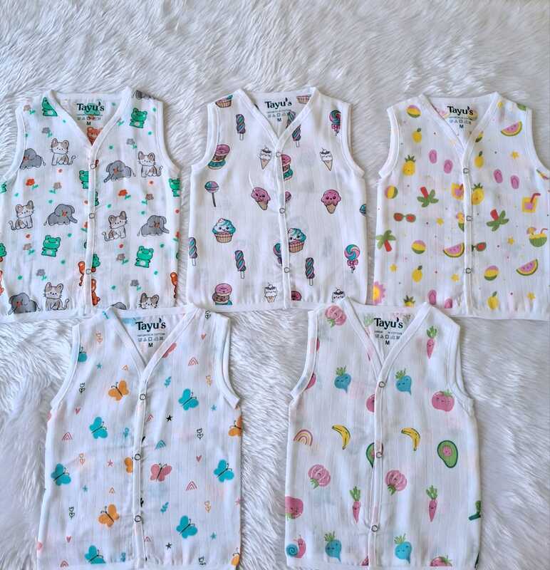 Muslin Button Jabla Pack of 5(3-6 Months)