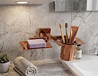 Soap Dish with Tumbler Holder Rose Gold PVD Coated