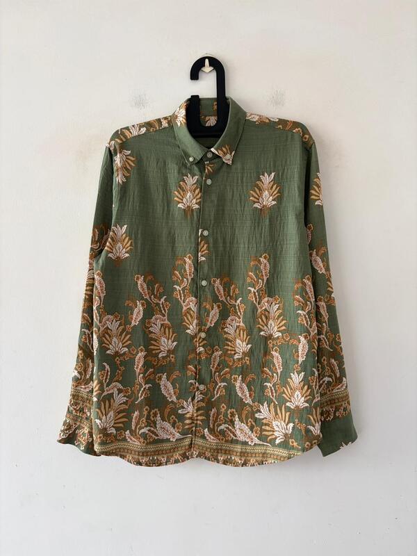 Olive bronze printed shirt