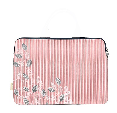 LEAF PINK STRIPE LAPTOP SLEEVE