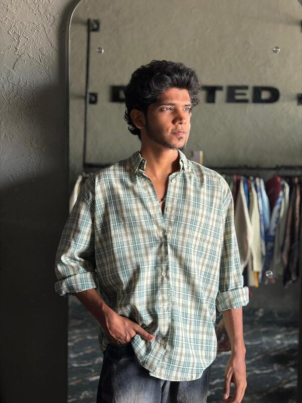 Sage ivory check shirt