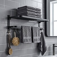 Premium Matte Black 24-Inch Multi-Functional Towel Rack
