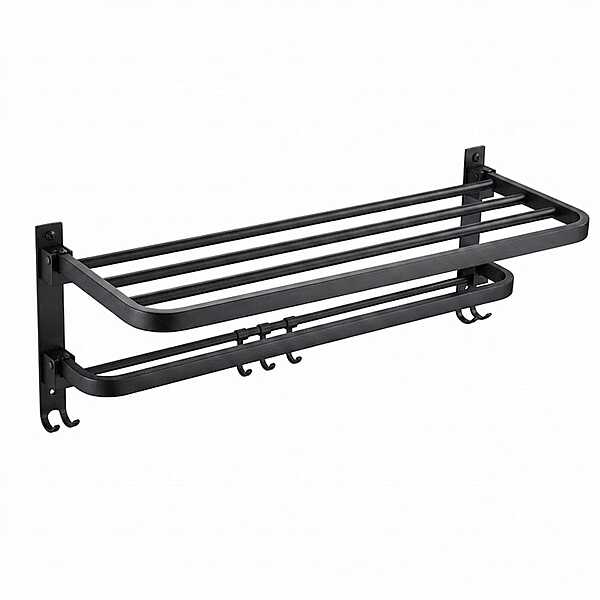 Premium Matte Black 24-Inch Multi-Functional Towel Rack