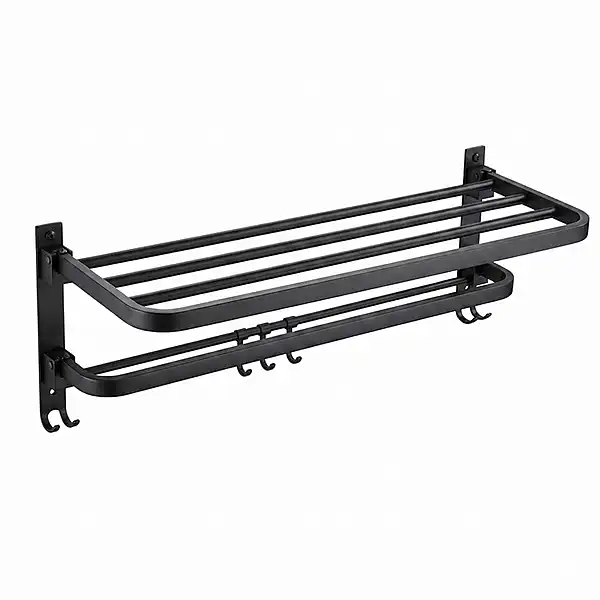 Premium Matte Black 24-Inch Multi-Functional Towel Rack