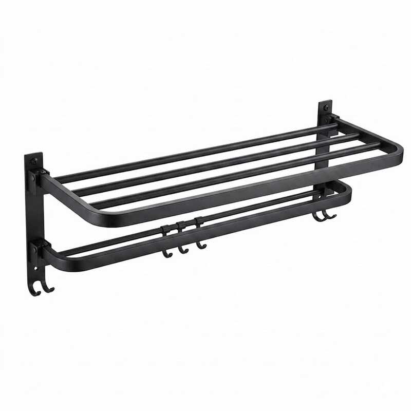 Premium Matte Black 24-Inch Multi-Functional Towel Rack