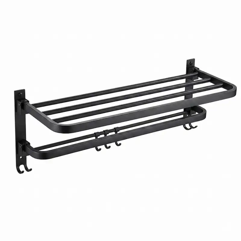 Premium Matte Black 24-Inch Multi-Functional Towel Rack