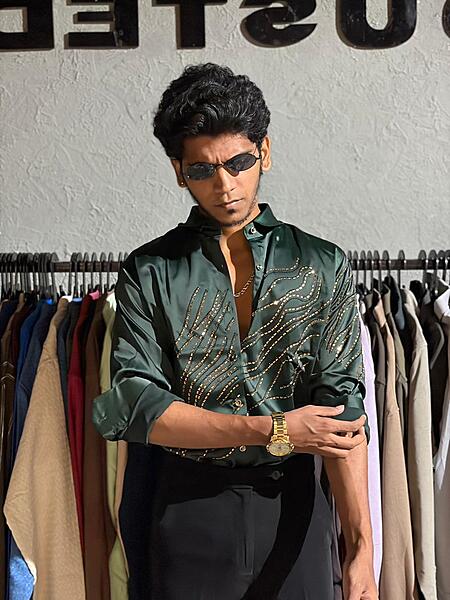 Verdant wave designer shirt