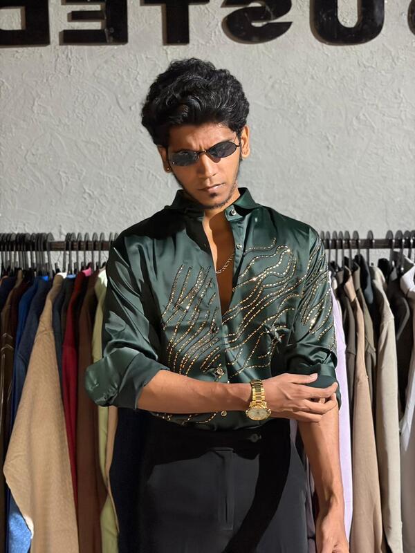Verdant wave designer shirt