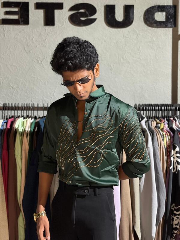 Verdant wave designer shirt