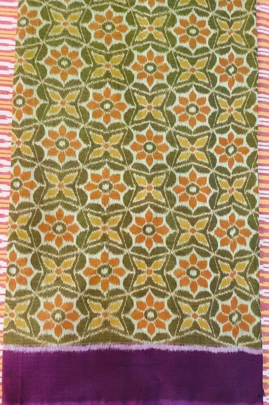 3D FLOWER BANDHA FABRIC-OLIVE