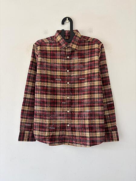 Crimson beige check shirt