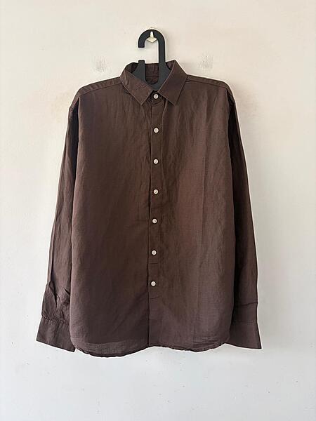 Espresso brown linen shirt