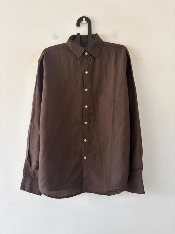 Espresso brown linen shirt