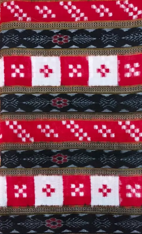 7 Kuthi Badi Sakta Fabric-Red-Black